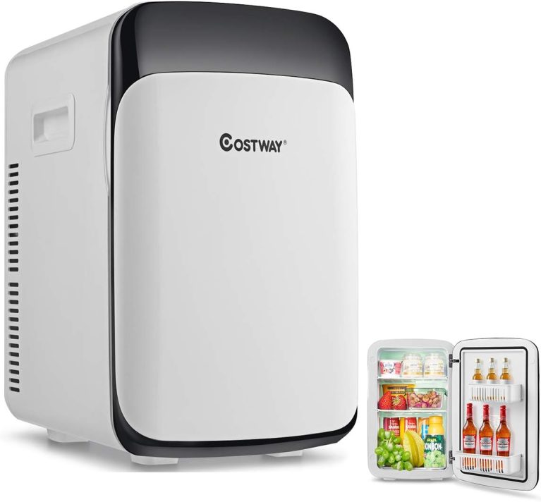 COSTWAY Mini Frigo 15L Mini Réfrigérateur 2 en 1 Chaud/Froid pour Maison/Voiture (Blanc)